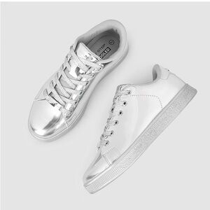 LUCKY STEP Sparkly Bling Shiny Bedazzled Lace up Fashion Sneakers for Women